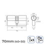 Edm Cilindro de latón 70mm (40+30mm) leva corta r13