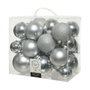 Decoris Caja de 26 bolas decorativas de Navidad, plata, tamaños varios