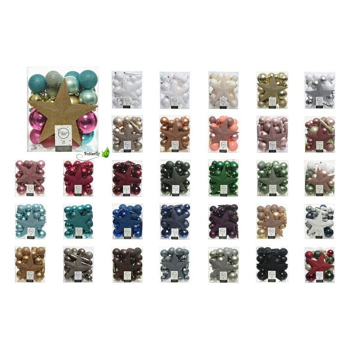 Decoris Set de 33 Adornos Navideños Negros para Árbol de Navidad Decoris Set de 33 Adornos Navideños Negros para Árbol de Navidad