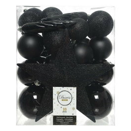 Decoris Set de 33 Adornos Navideños Negros para Árbol de Navidad