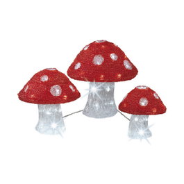 Lumineo Set de 3 Figuras de Champiñones Acrílicos con Luz Fría para Exterior