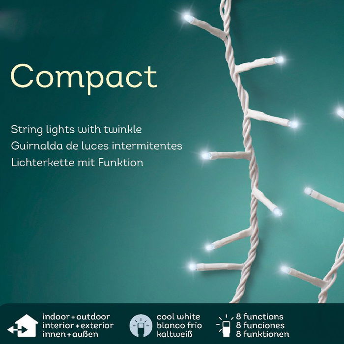 Lumineo Guirnalda LED Compact 500 Leds Parpadeante Exterior Blanco Frío Cable Blanco 16m