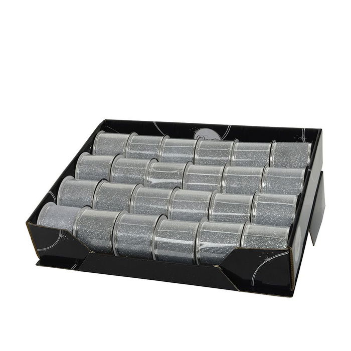 Decoris Lazo Decorativo Purpurina Plata 6,3 x 270 cm