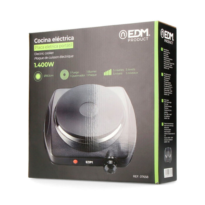 Edm Cocina eléctrica 1 fuego CE/A13 1400 W Negra