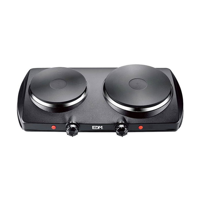 Edm Cocina eléctrica 2 fuegos 1400W negra Edm Cocina eléctrica 2 fuegos 1400W negra