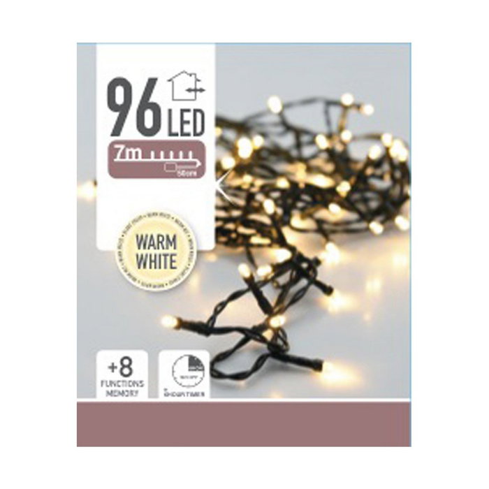 Guirnalda de 96 LEDs Blanco Cálido, 7,50 m, Multifunción