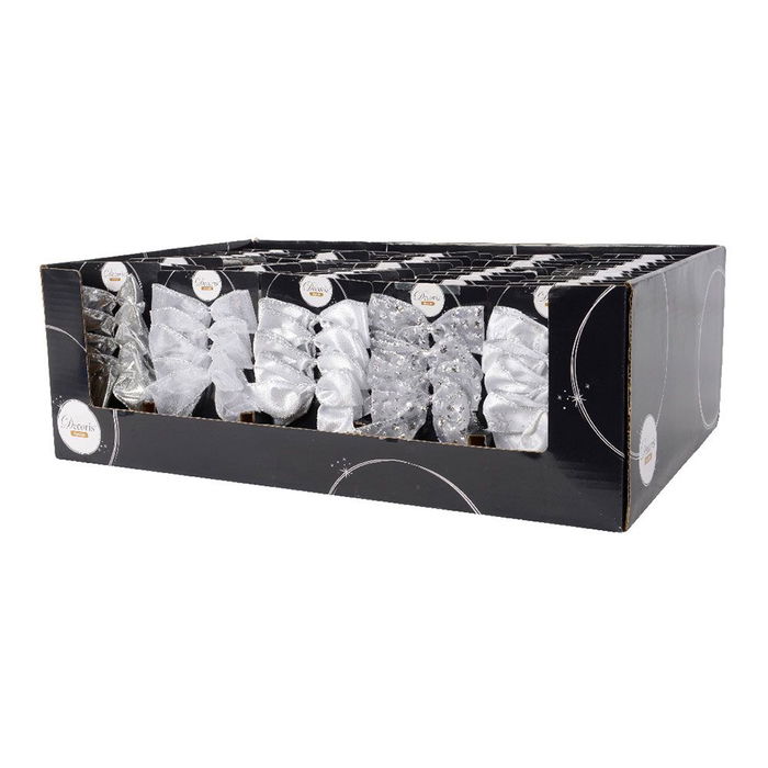 Lazos de Poliester Plata para Decoración Surtidos - Lazos Decorativos con Alambre