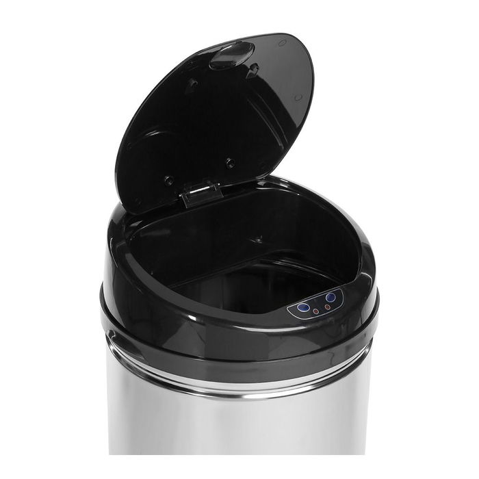 5Five Papelera con sensor de apertura automática modelo Alpha, Acero Inoxidable, Plata/Negro, 42 L