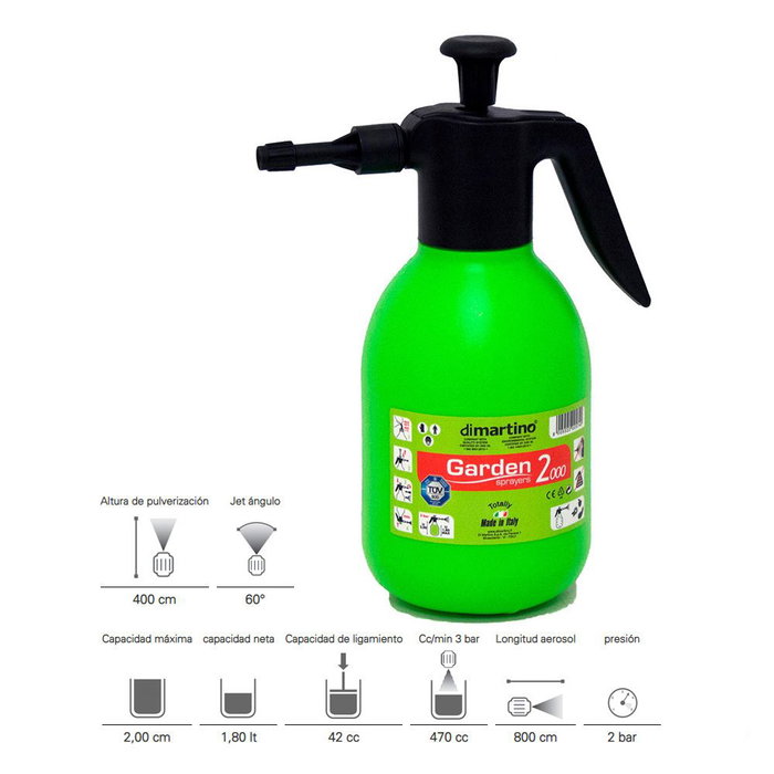 Dimartino Pulverizador Presión 2L Polipropileno 400cm 60° Dimartino Pulverizador Presión 2L Polipropileno 400cm 60°