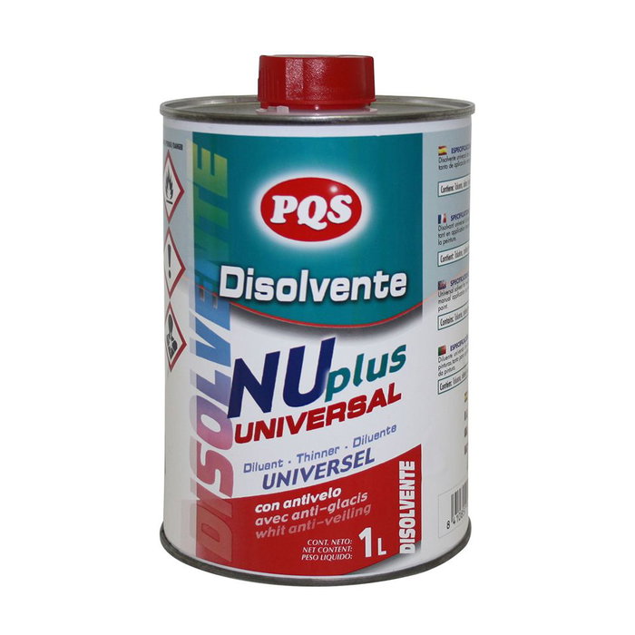 PQS Nu plus Disolvente Universal Polivalente Lata 1L para Diluir Pinturas Manual o Pistola PQS Nu plus Disolvente Universal Polivalente Lata 1L para Diluir Pinturas Manual o Pistola