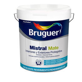 Bruguer Pintura Plástica Acrílica Estirenada Interior/Exterior Blanco Mate 4L