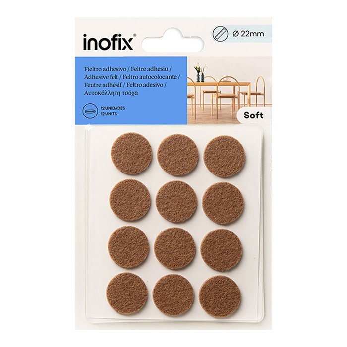 Inofix Plasfix Fieltro Adhesivo Circular Plafix Ø22 mm 12 Uds Marrón Blister