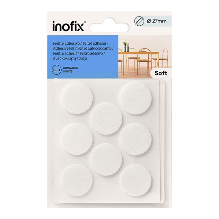 Inofix Plasfix Fieltroixith Plasfix Fieltro adhesivo circular sintético blanco Ø27 mm blanco 8 uds blister