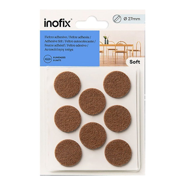 Inofix Plasfix Fieltro adhesivo circular sintético marrón Ø 27 mm 8 uds