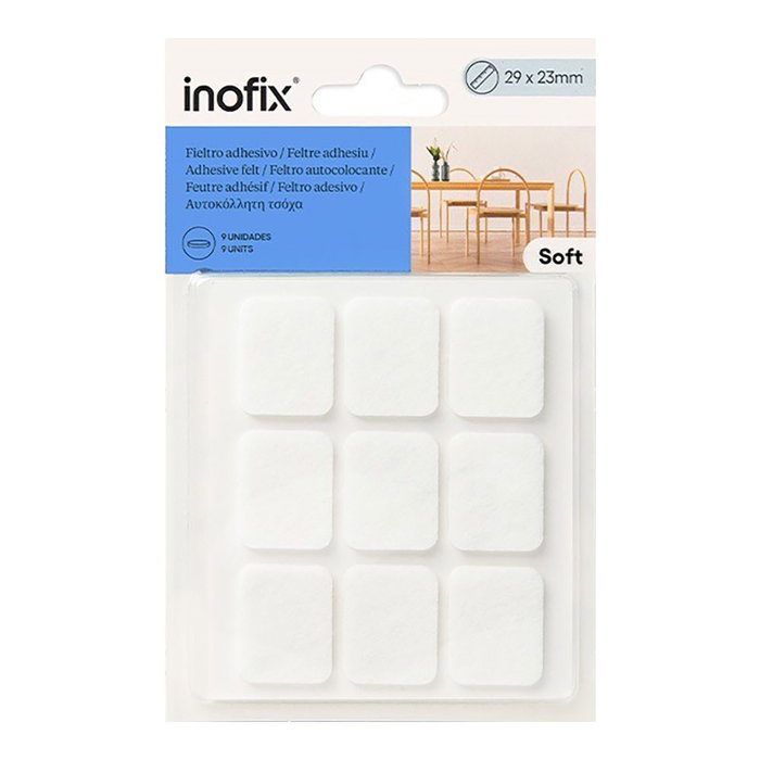 Inofix Plasfix Fieltro adhesivo cuadrado blanco sintético 29 x 23 mm 9 uds blister