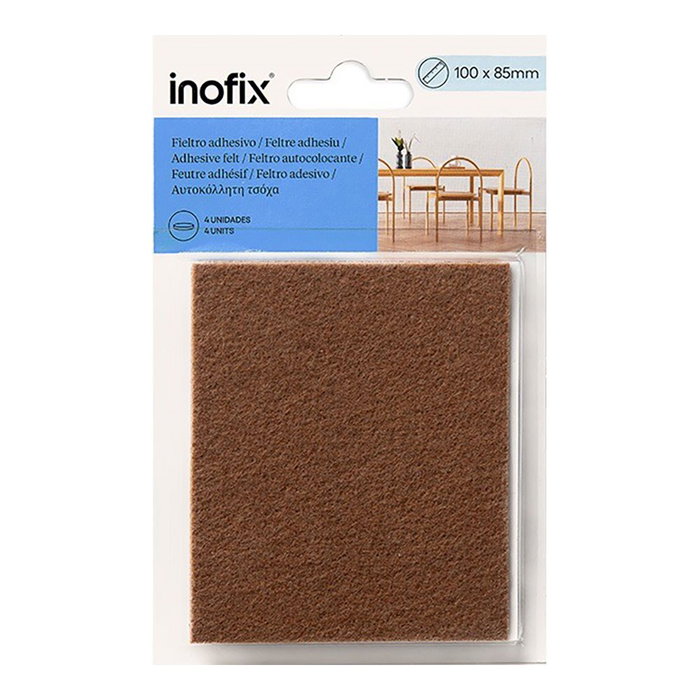 Inofix Plasfix Placa de Fieltro Adhesivo Sintético, Marrón, 100x85mm - Blister