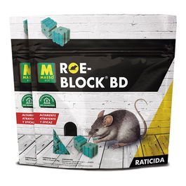 Massó Roe-Block Cebo Raticida en Bloque 520 g (2x260 g) Interior/Exterior Contra Ratas y Ratones
