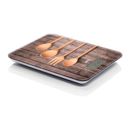 Laica Báscula de Cocina Electrónica KS5010, Máximo 10 kg, Diseño Cucharas Madera