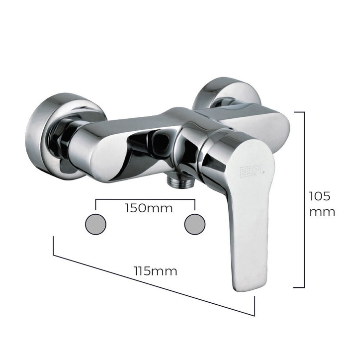 Edm Grifo monomando de ducha empotrado serie Altea cromado Edm Grifo monomando de ducha empotrado serie Altea cromado