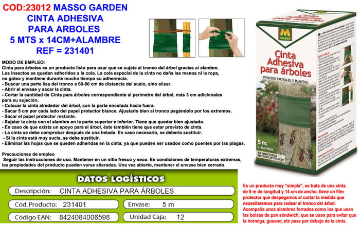 Massó Cinta Adhesiva para Árboles 5m x 14cm con Alambre Massó Cinta Adhesiva para Árboles 5m x 14cm con Alambre