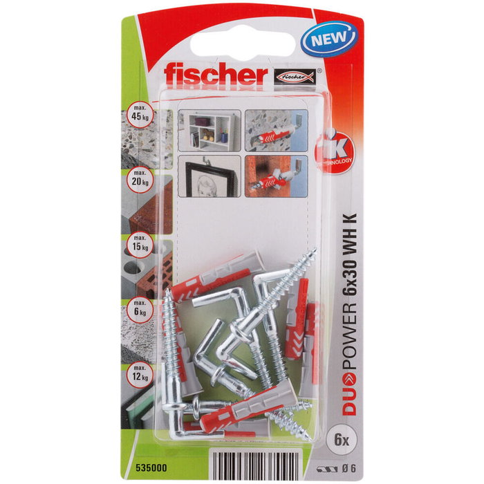 Fischer Blister de 6 tacos Duopower con alcayatas ø6x30mm Fischer Blister de 6 tacos Duopower con alcayatas ø6x30mm