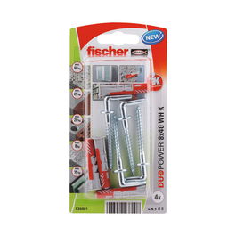 Fischer 535001 Blister 4 tacos + alcayatas Duopower ø8x40mm para Hormigón y Ladrillo Hueco