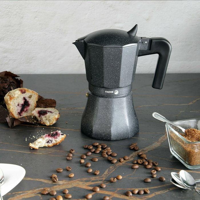 Fagor Cafetera Tiramisú de aluminio 12 tazas Negro