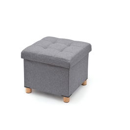 Domo Pack Living Puf almacenaje gris con patas de madera 38 x 38 x 34 cm