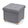 Domo Pack Living Puf de almacenaje gris con patas de madera 38 x 38 x 34 cm