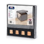 Domo Pack Living Puf de almacenaje gris con patas de madera 38 x 38 x 34 cm
