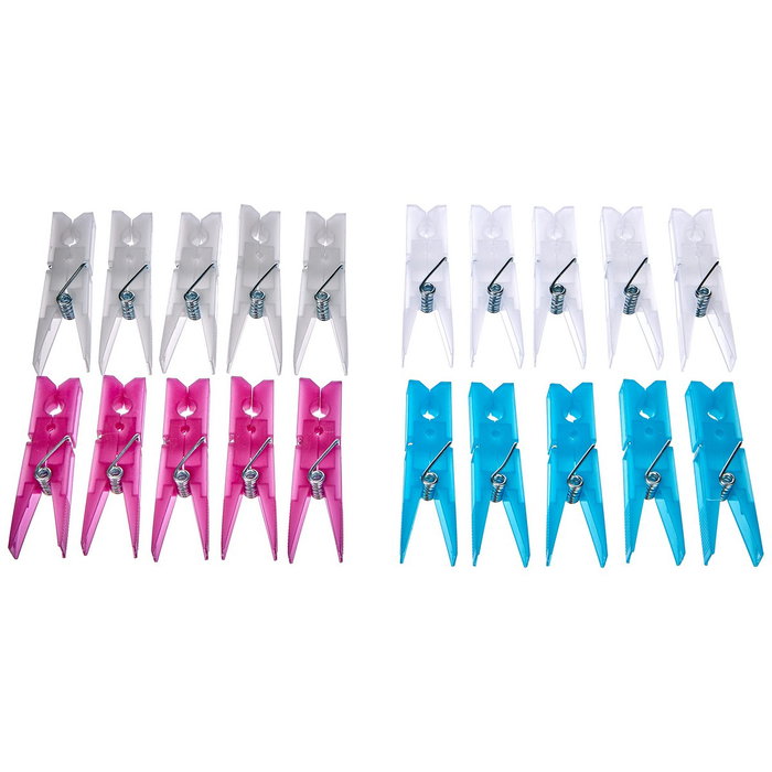 Domo Pack Living Cesto plegable con 20 pinzas, Transparente