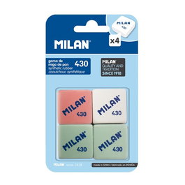 Milan Goma de Borrar 430 Miga de Pan, Colores Surtidos, Pack de 4 unidades