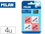 Milan Goma de Borrar 430 Miga de Pan, Colores Surtidos, Pack de 4