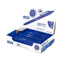 Milan Bolígrafo P1 Touch Azul, Set de 25 Unidades con Caja Expositora