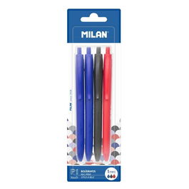 Milan Boligrafo P1 Touch Surtidos Blister -4U- Colores Azul, Negro y Rojo