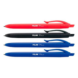 Milán Kit de 4 Bolígrafos P1 Touch Retráctiles con Punta de 1 mm, Colores Surtidos