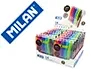 Milan Bolígrafo P1 Retráctil 1 mm Touch Mini, Estuche de 7 Unidades en Colores Surtidos, Expositor de 14 Estuches