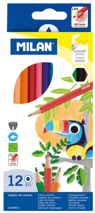 Milán Kit de 12 lápices hexagonales de colores