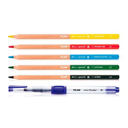 Milan Pincel Recargable Water Brush + 5 Lápices Acuarelas Milan Kit Dibujo/Pintura para Escuela/Bellas Artes