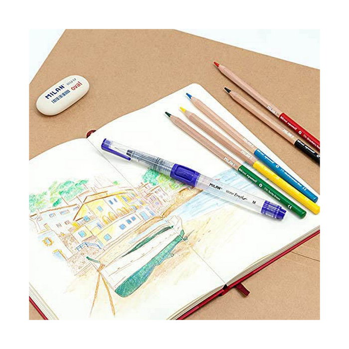 Milán Kit Pincel Water Brush Recargable y 5 Lápices Acuarelables Milán Kit Pincel Water Brush Recargable y 5 Lápices Acuarelables