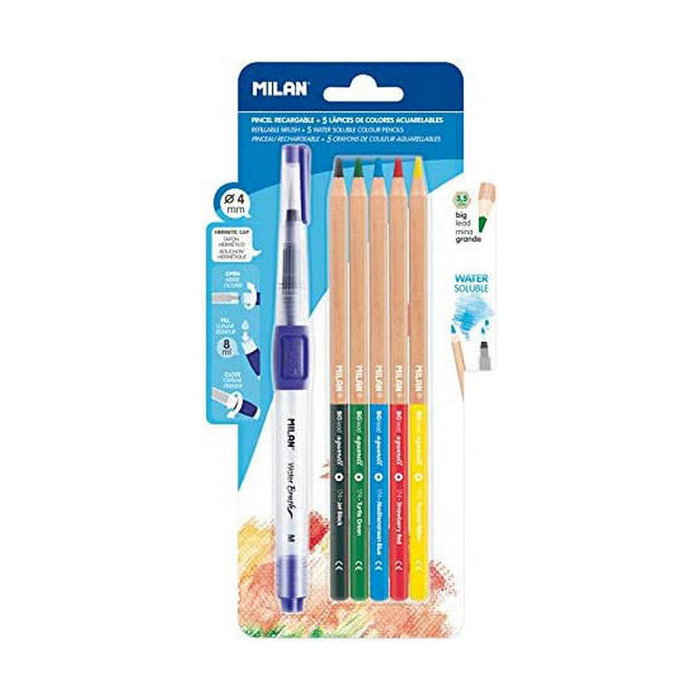 Milán Kit Pincel Water Brush Recargable y 5 Lápices Acuarelables Milán Kit Pincel Water Brush Recargable y 5 Lápices Acuarelables