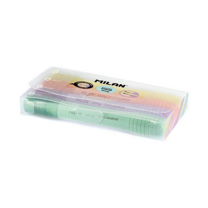 Milán Pack de 4 marcadores fluorescentes color pastel punta biselada