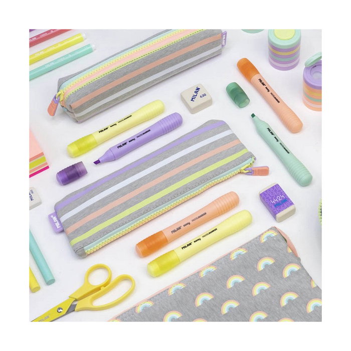 Milán Pack de 4 marcadores fluorescentes color pastel punta biselada