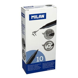 Milán Rotulador Permanente Punta Fina Negro Kit 10 uds Ø2mm Ideal Oficina y Escuela