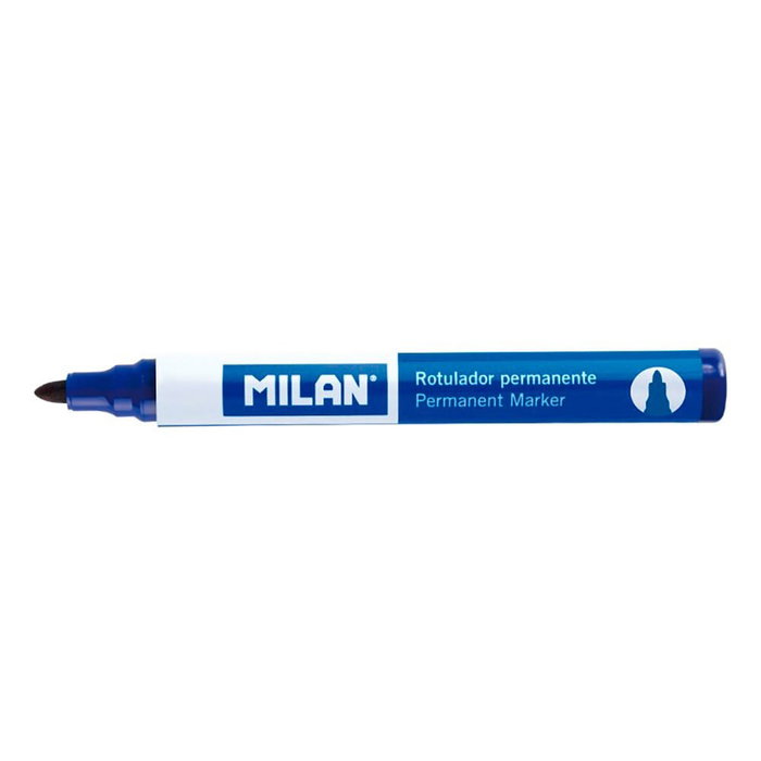 Milan Rotuladores Permanentes Punta Redonda Azul 4 mm (Caja de 12 unidades)
