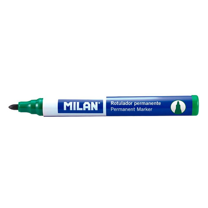 Milan Rotuladores Permanentes Verde Punta Redonda 4 mm Caja 12 UD