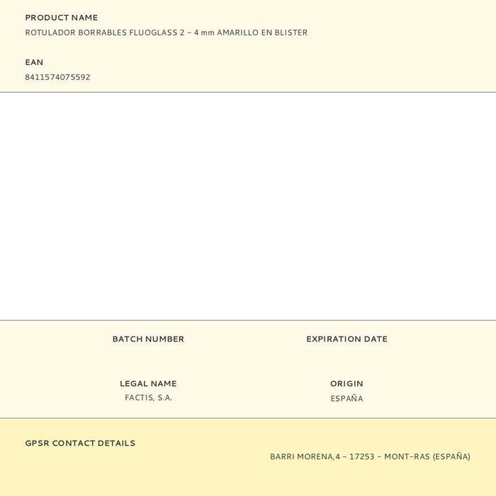 Milan Rotulador Borrable Fluoglass 2 Amarillo Punta Biselada 2-4mm para Superficies Lisas No Porosas en Blister