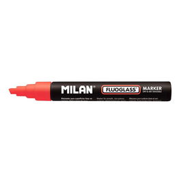 Milan Rotulador Borrable Fluoglass 2 Punta Biselada 2-4mm Rojo Blister