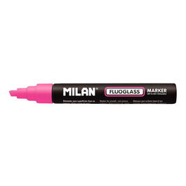 Milán Rotulador Borrable Fluoglass 2 Punta Biselada 2-4mm Rosa para Superficies Lisas Blister