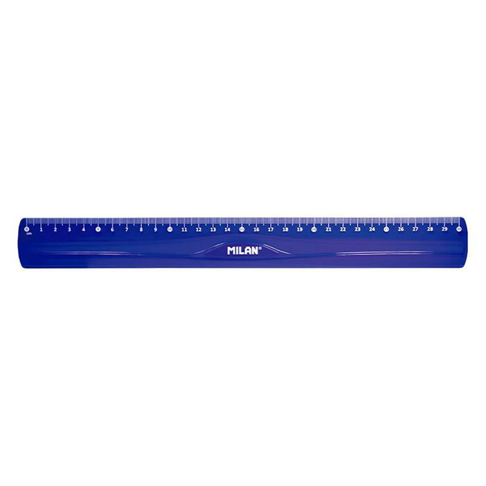 Milán Regla Flex & Resistant 30 cm Azul PVC Flexible y Resistente para Escuela y Oficina